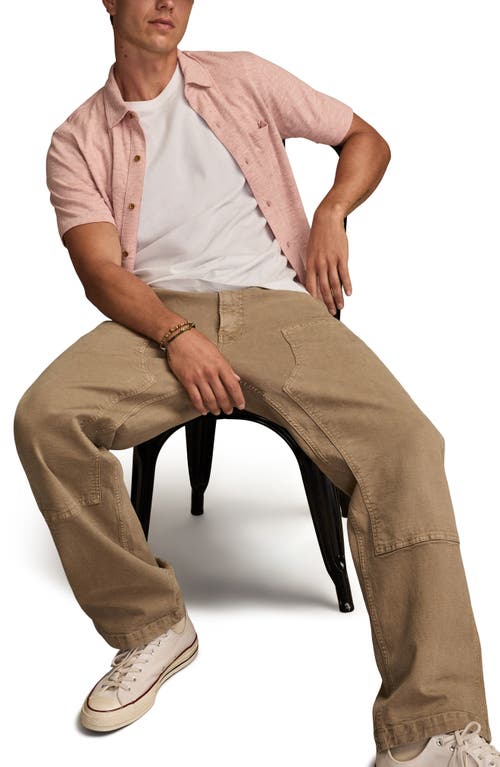 Lucky Brand Slub Knit Short Sleeve Cotton Blend Button-up Shirt In Pink