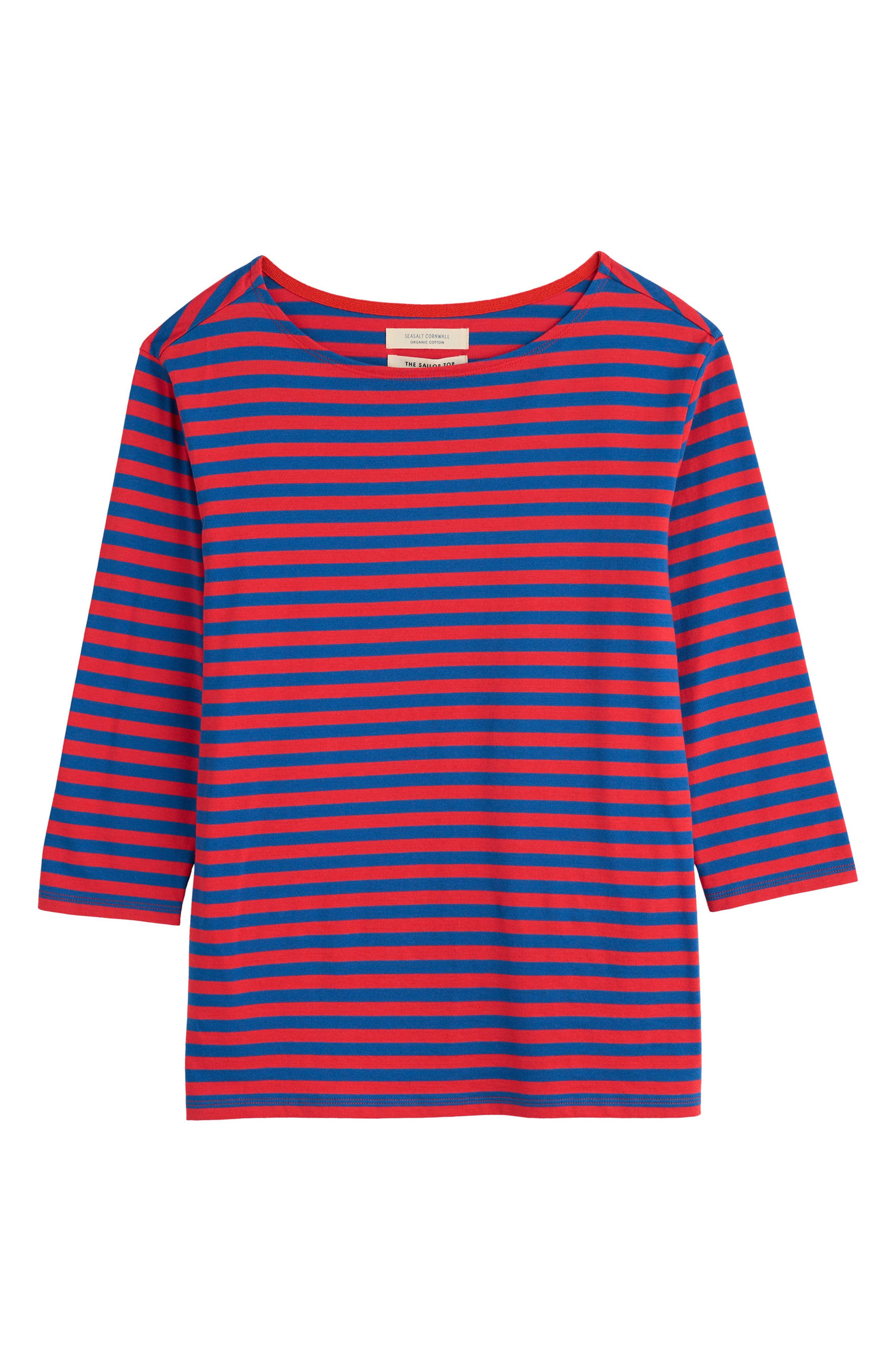 Seasalt Cornwall Sailor Stripe Three-Quarter Sleeve Organic Cotton Top