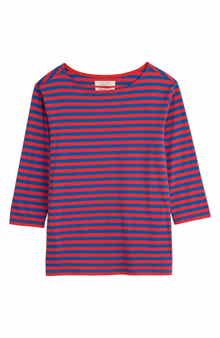 Seasalt Cornwall Sailor Stripe Three-Quarter Sleeve Organic Cotton Top