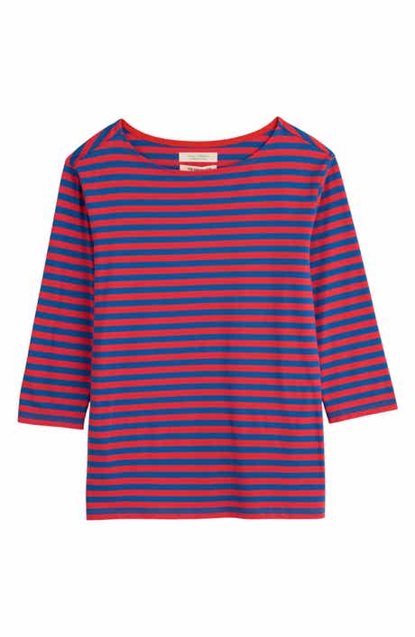 Seasalt Cornwall Sailor Stripe Three-Quarter Sleeve Organic Cotton Top
