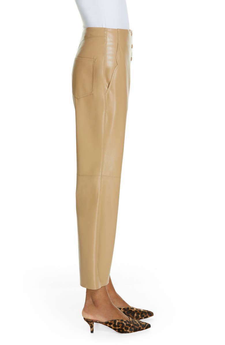 Nanushka Sora Faux Leather Crop Flare Pants, Alternate, color, 