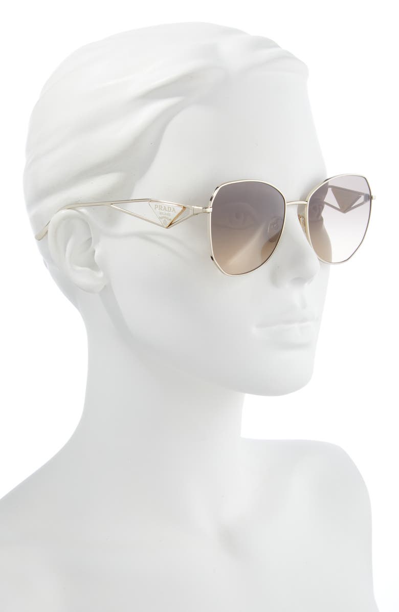Prada 57mm Gradient Round Sunglasses, Alternate, color, Pale Gold