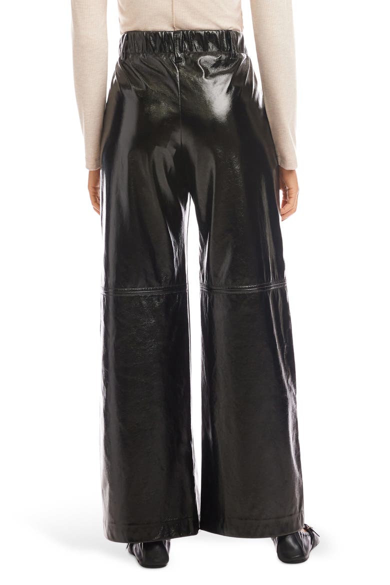 Lara Faux Leather Wide Leg Pants, Alternate, color, BLACK