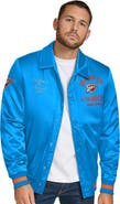TOMMY JEANS Men's Tommy Jeans Blue Oklahoma City Thunder Jacob Chain Stitch Applique Full-Snap Varsity Jacket
