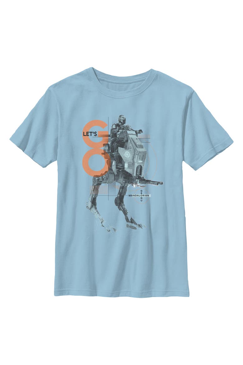Boys Star Wars The Mandalorian and Grogu Let's Go Bounty AT-RT T Shirt, Main, color, Light Blue