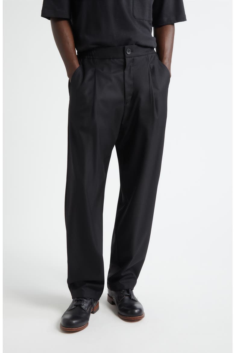 Wool Blend Straight Leg Pants, Main, color, BLACK