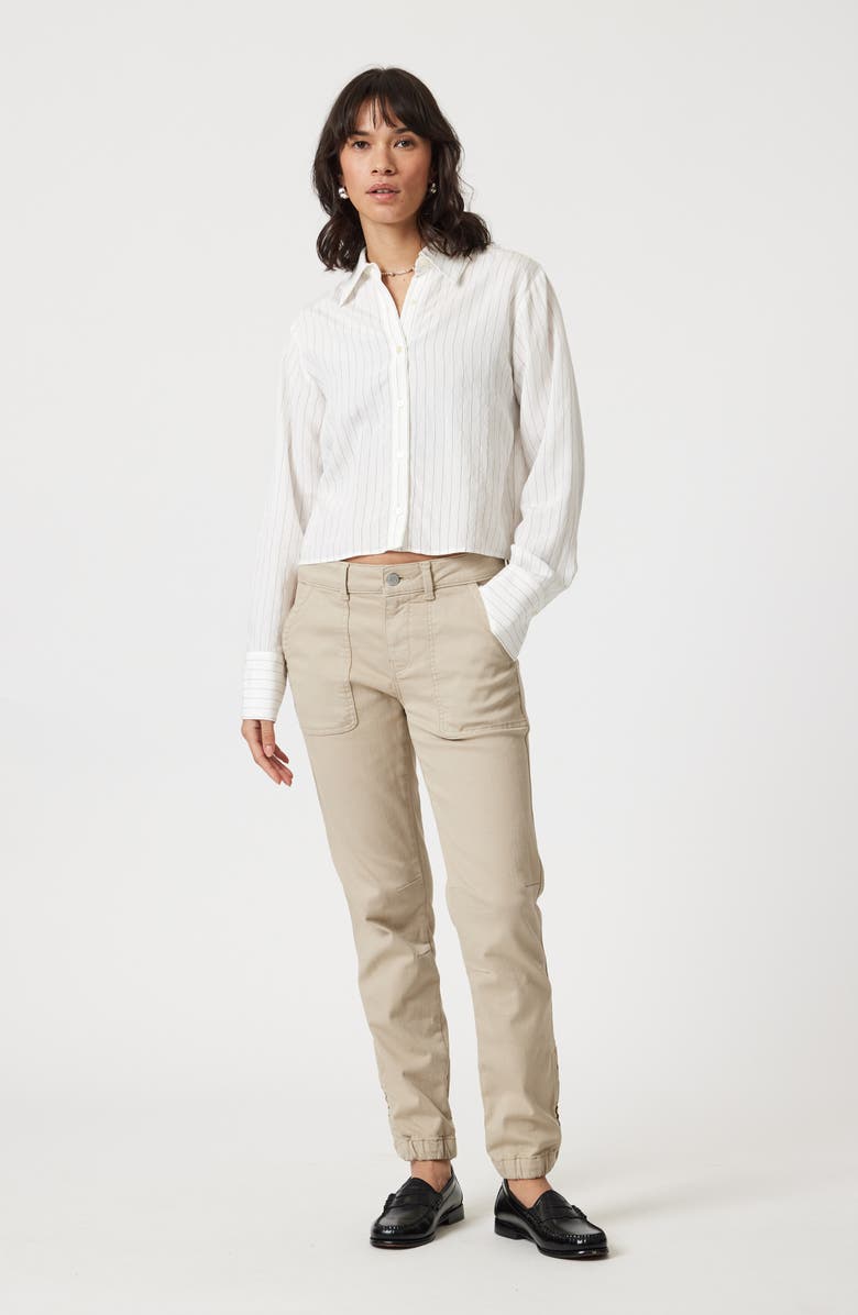 Mavi Jeans Ivy Mid Rise Slim Twill Utility Pants, Alternate, color, Tidal Foam Flex Blue