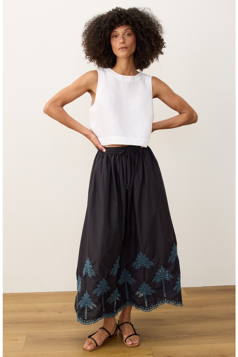 Ryland Eyelet Embroidered Skirt, Alternate, color, BLACK