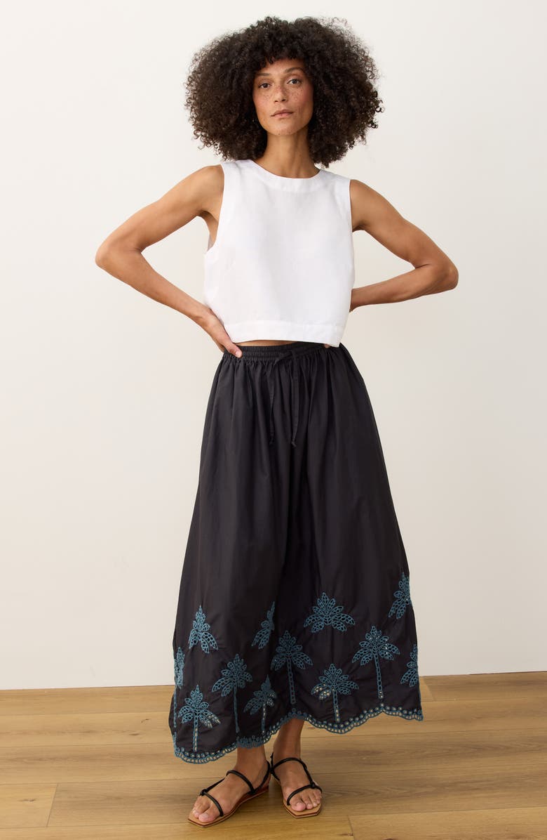 Marine Layer Ryland Eyelet Embroidered Skirt, Alternate, color, Black