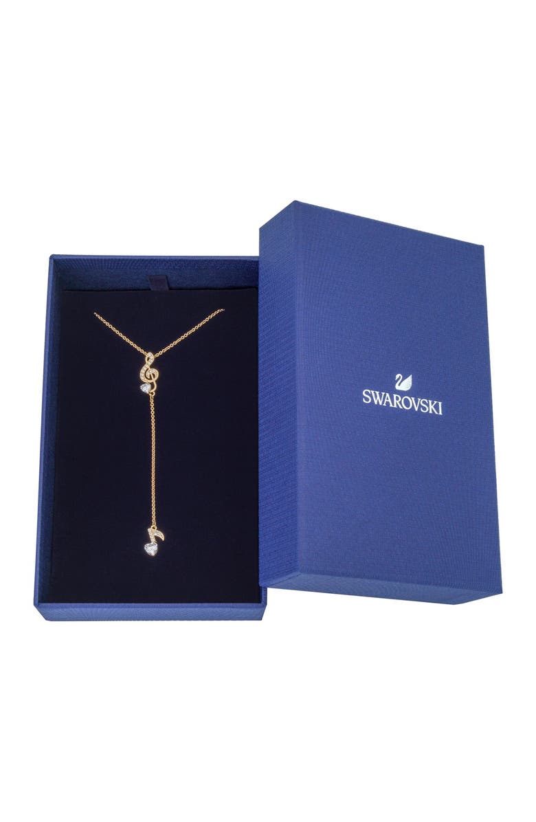 Swarovski Pleasant 23K Yellow Gold Plated Clear Swarovski Crystal Y Pendant Necklace, Main, color,