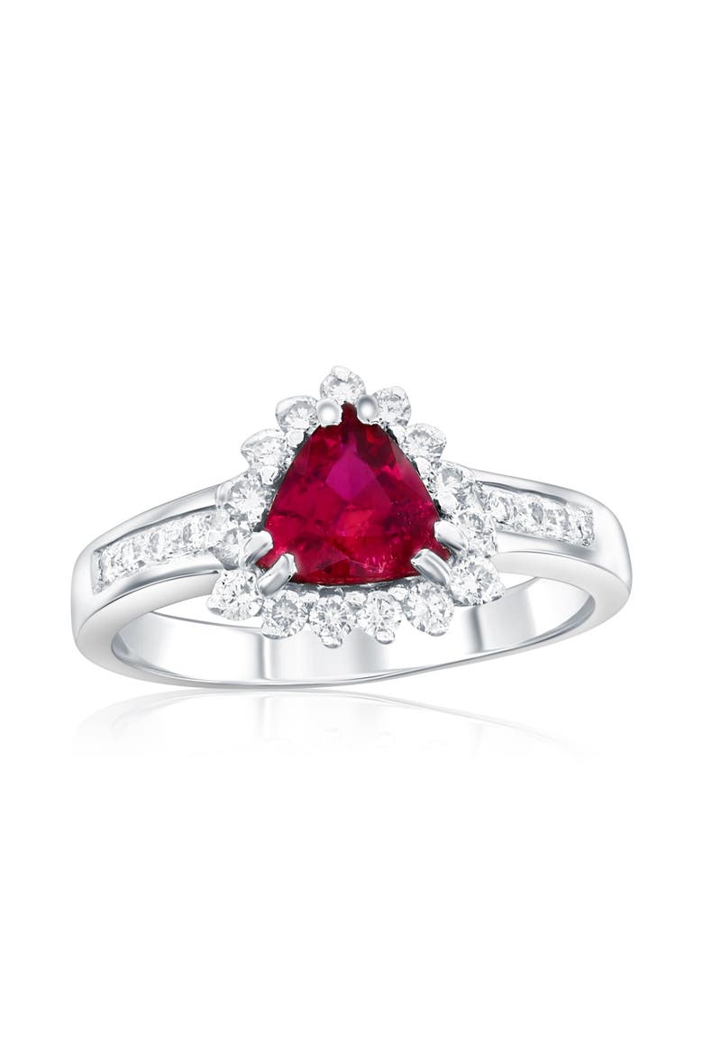 18K Gold Trillion-Cut Ruby & Diamond Ring, Main, color, Red