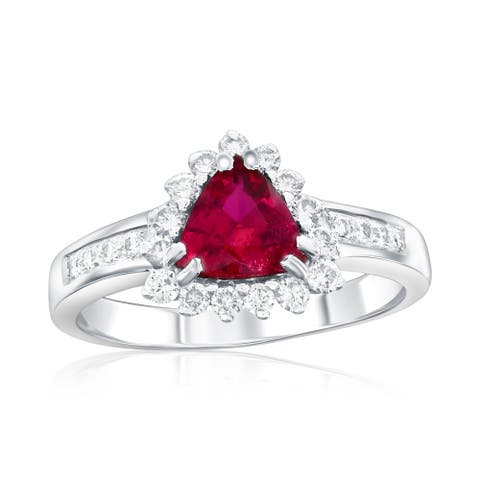 18K Gold Trillion-Cut Ruby & Diamond Ring