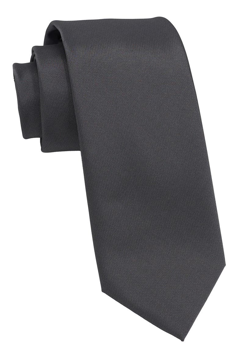 Matte Solid Tie, Main, color, CHARCOAL
