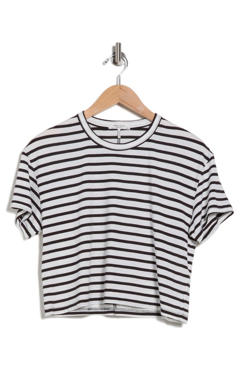 rag & bone Mai Boxy Crop T-Shirt, Alternate, color, Black Stripe