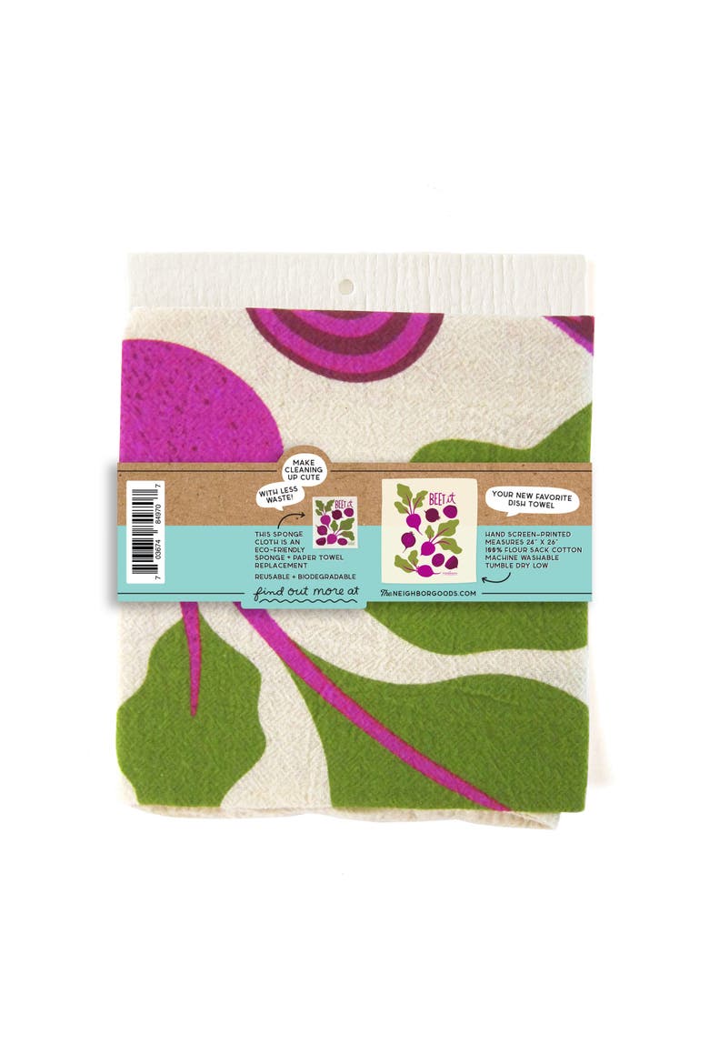 Beet Dish Towel + Sponge Cloth Gift Set, Alternate, color, Purple