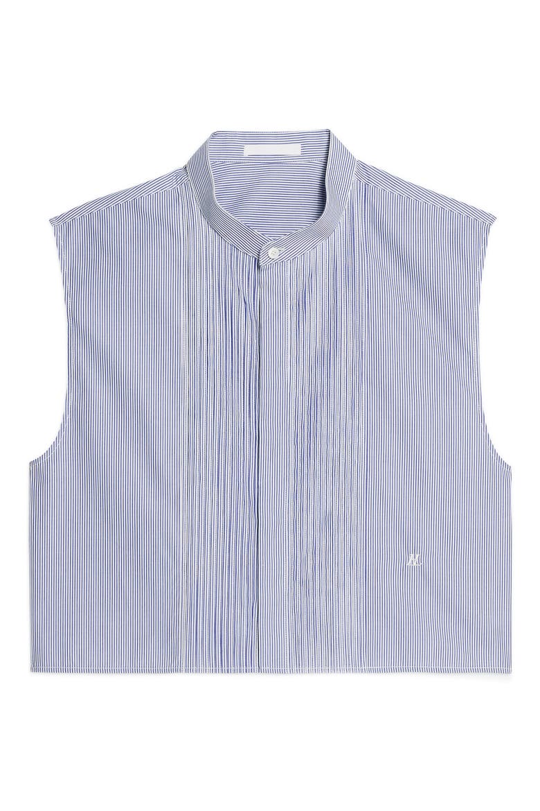 Stripe Sleeveless Tuxedo Shirt, Alternate, color, BLUE STRIPE