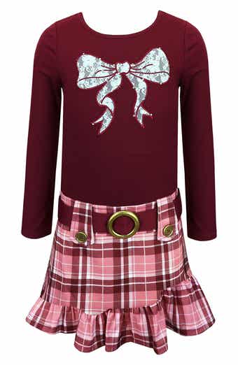 Kids' Bow Detail Plaid Dress