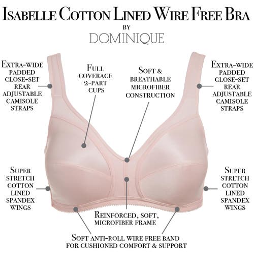 Dominique Intimates Isabella Everyday Wire Free Cotton Lined Bra In Pink