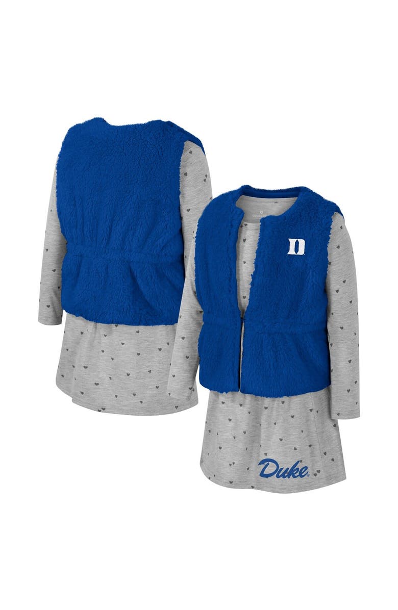 COLOSSEUM Girls Toddler Colosseum Royal Duke Blue Devils Meowing Vest & Dress Set, Main, color, 