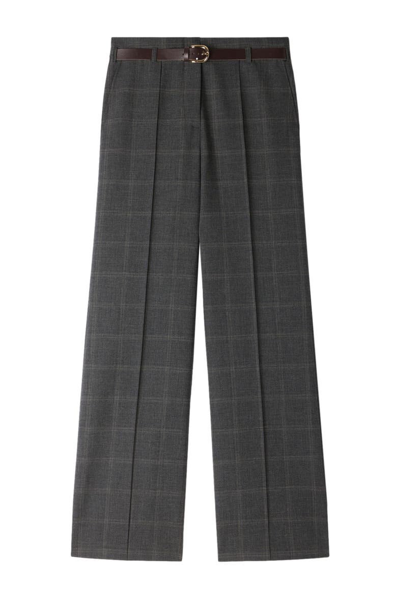 Checked straight-leg trousers, Alternate, color, Grey