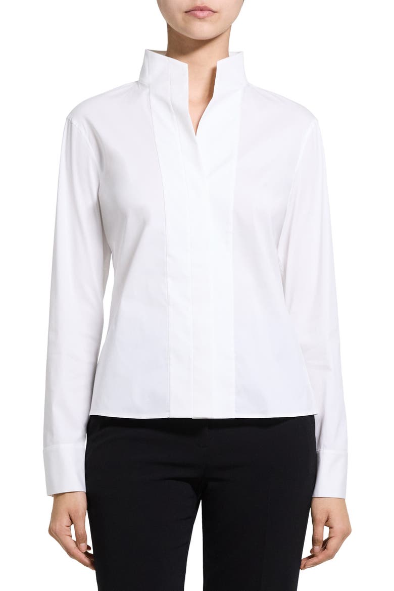 Tailored Cotton Blend Button-Up Shirt, Main, color, WHITE - 100
