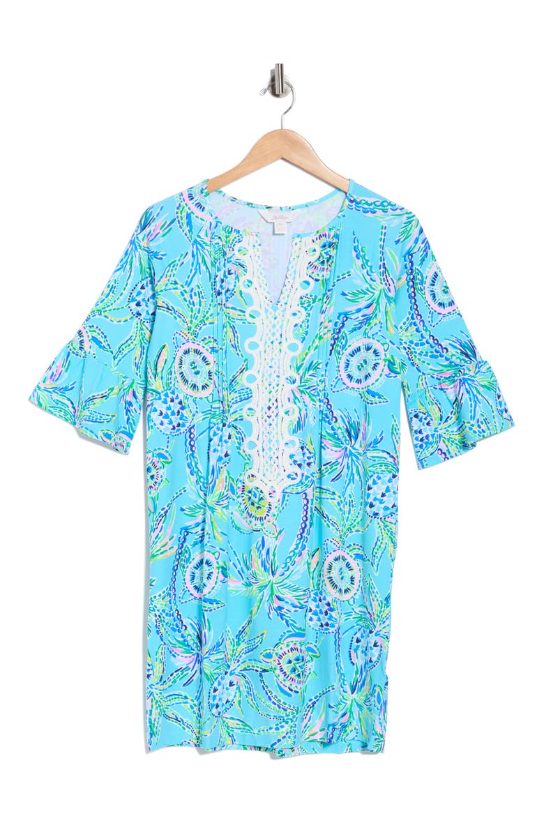 Krystal Shift Dress, Alternate, color, BERMUDA BLUE TURTLE