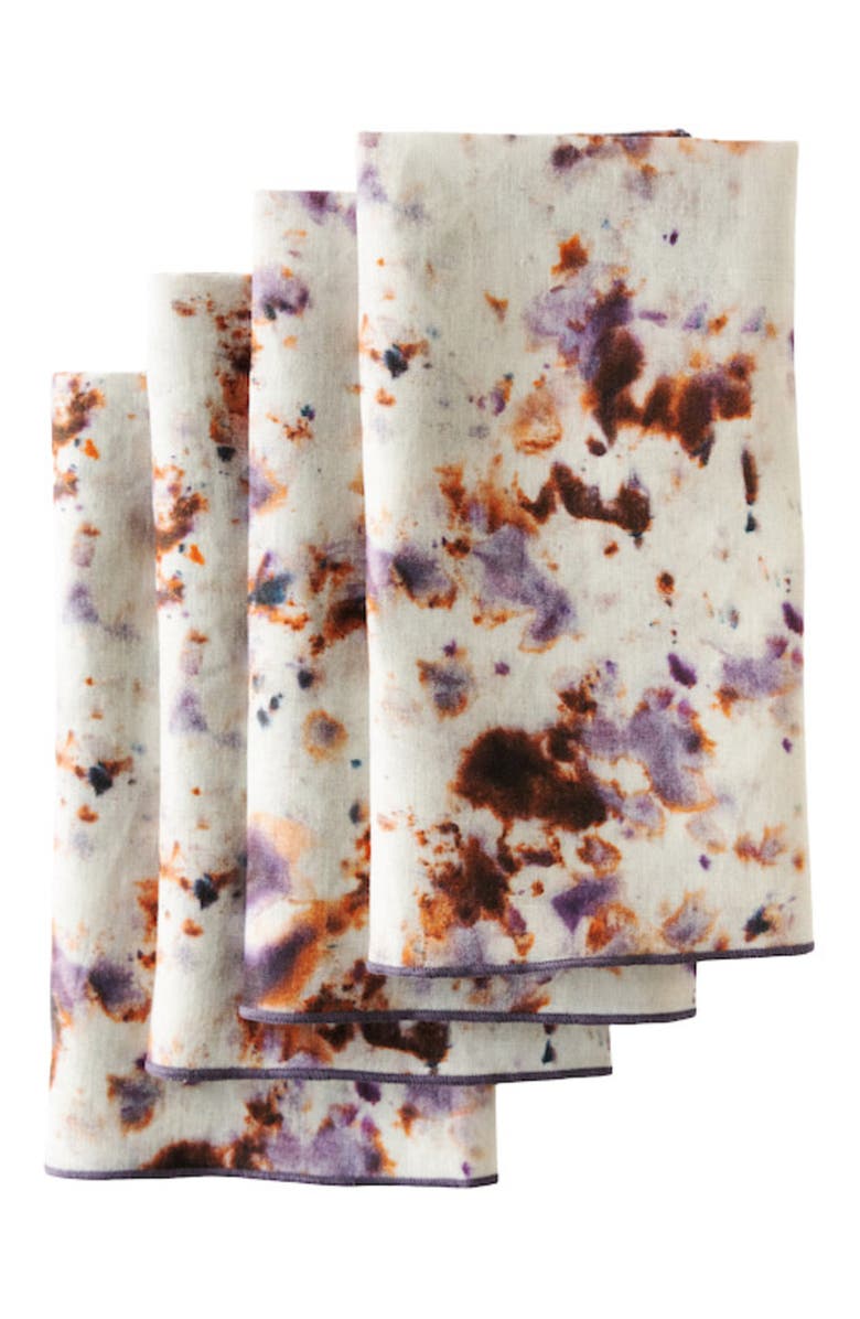 Goldie Home Rose Marble Napkin Set of 4, Main, color, Rose Marble Lavender Trim
