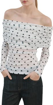 MANGO Off the Shoulder Long Sleeve Top