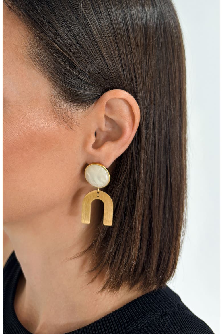 Set of 2 Arch Statement Drop Earrings, Alternate, color, GOLD