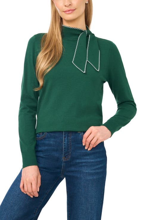 Scarf Tie Neck Sweater