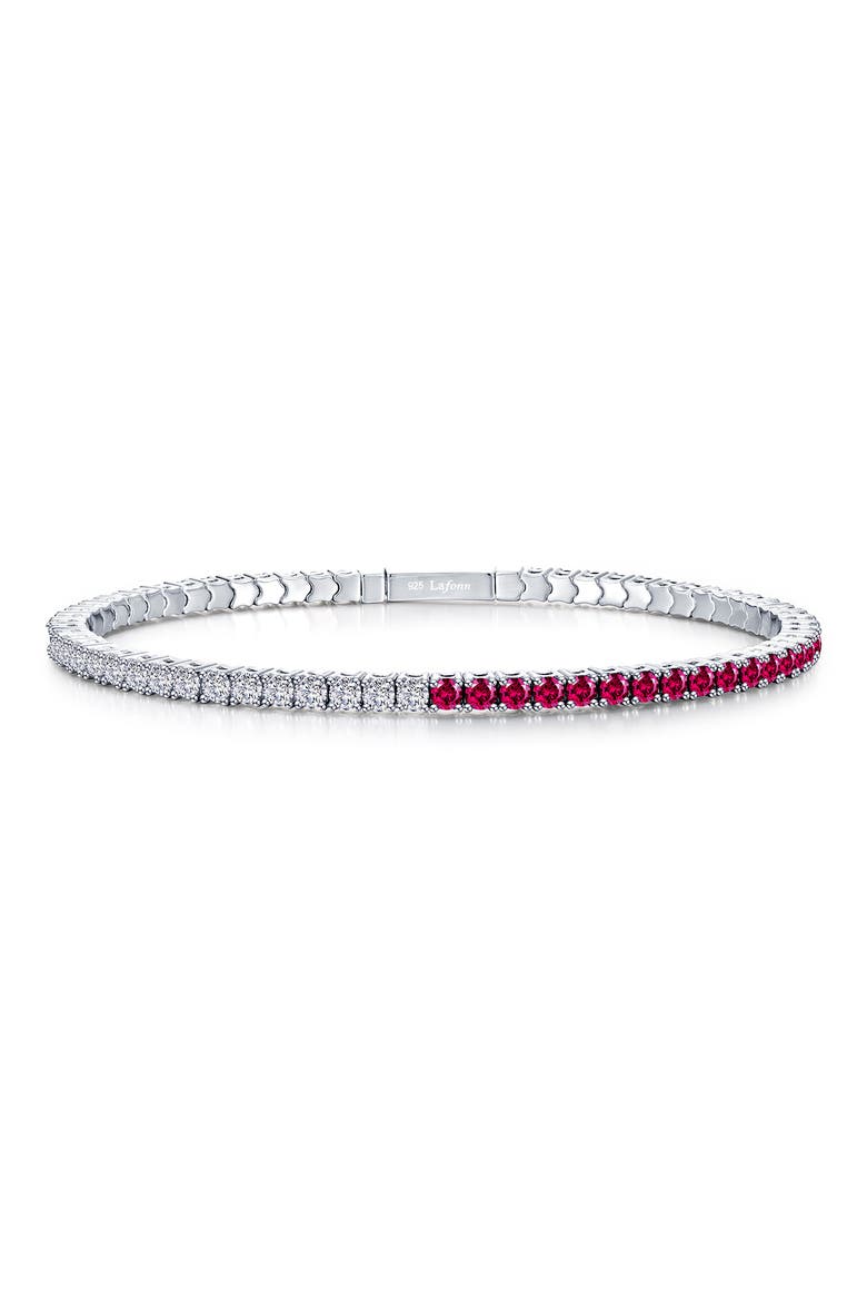 Classic Lab-Grown Ruby & Simulated Diamond Tennis Bangle, Main, color, RED