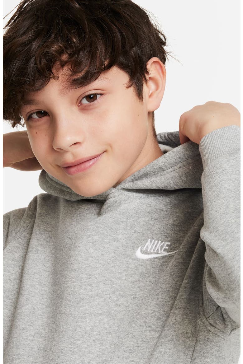 Kids' Club Fleece Hoodie, Alternate, color, 063 DK GREY HEATHER/WHITE