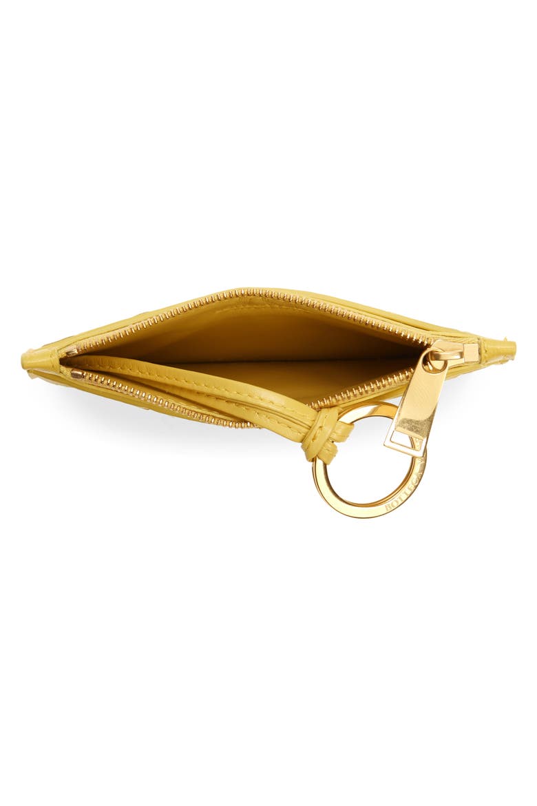 Intrecciato Leather Card Case, Alternate, color, BUTTERCUP/ GOLD
