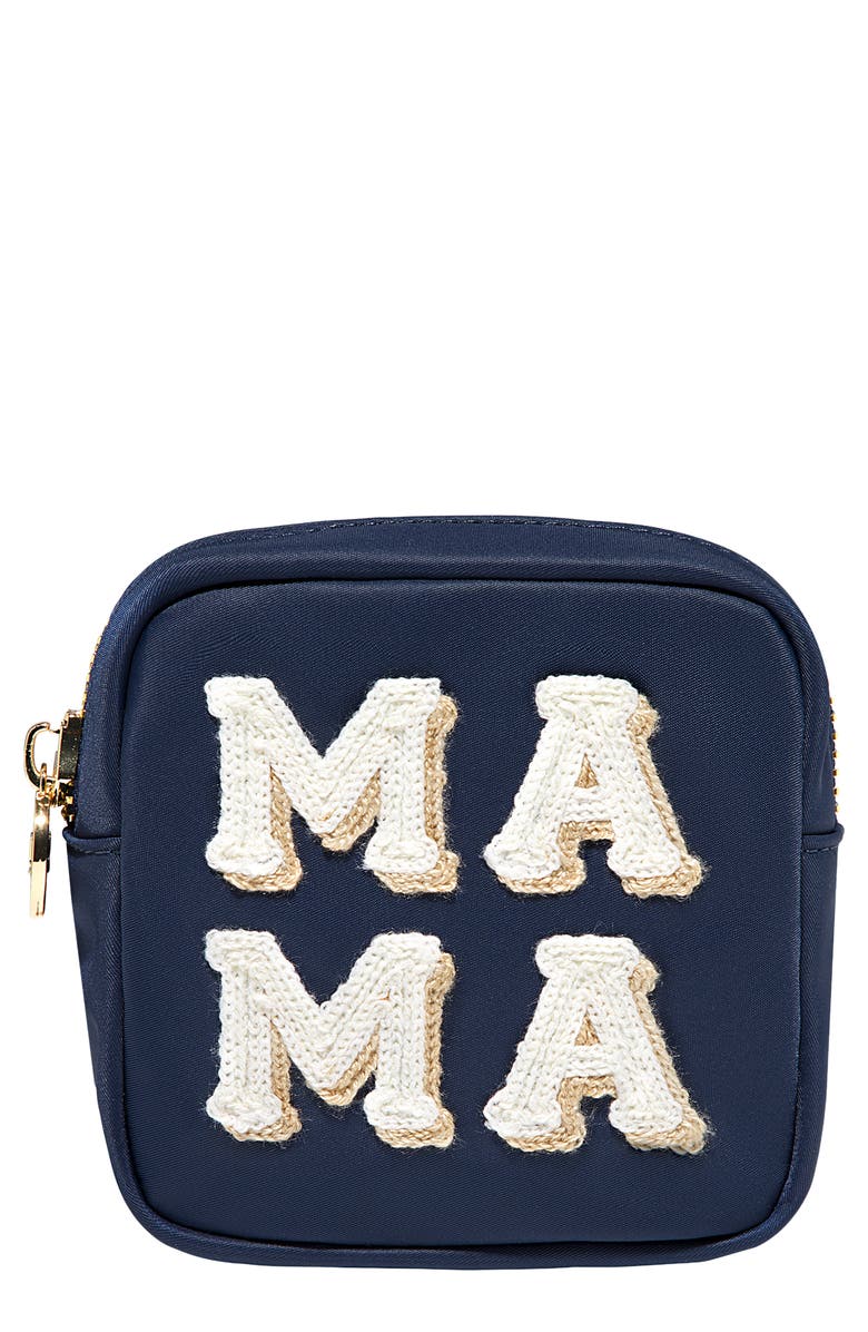 Stoney Clover Lane Mini Mama Embroidered Pouch, Main, color, Sapphire