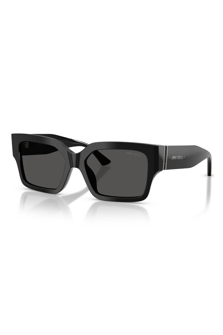 55mm Rectangular Sunglasses, Alternate, color, BLACK / DARK GREY