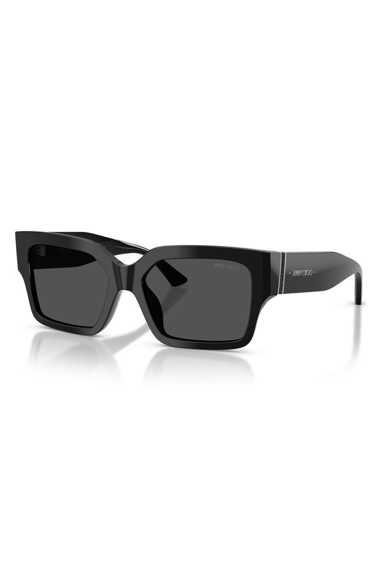 Jimmy Choo 55mm Rectangular Sunglasses, Alternate, color, Black / Dark Grey