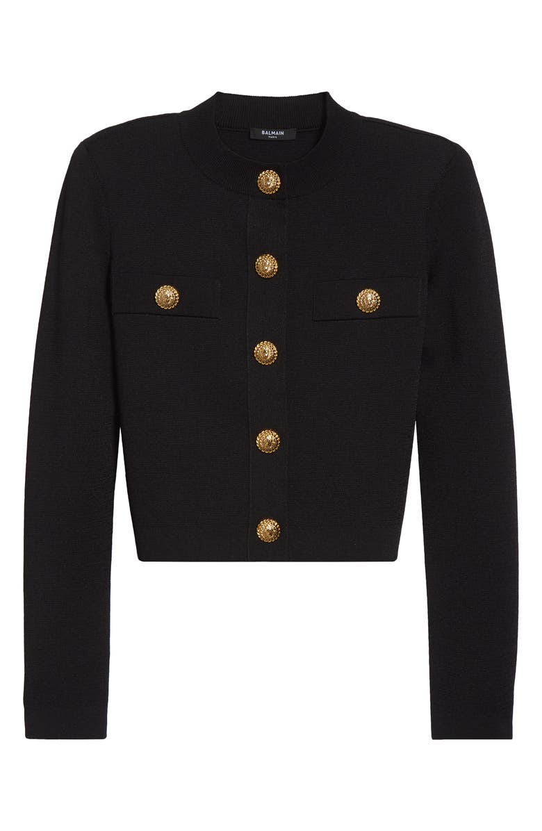 Balmain Button Detail Cardigan, Main, color, Black