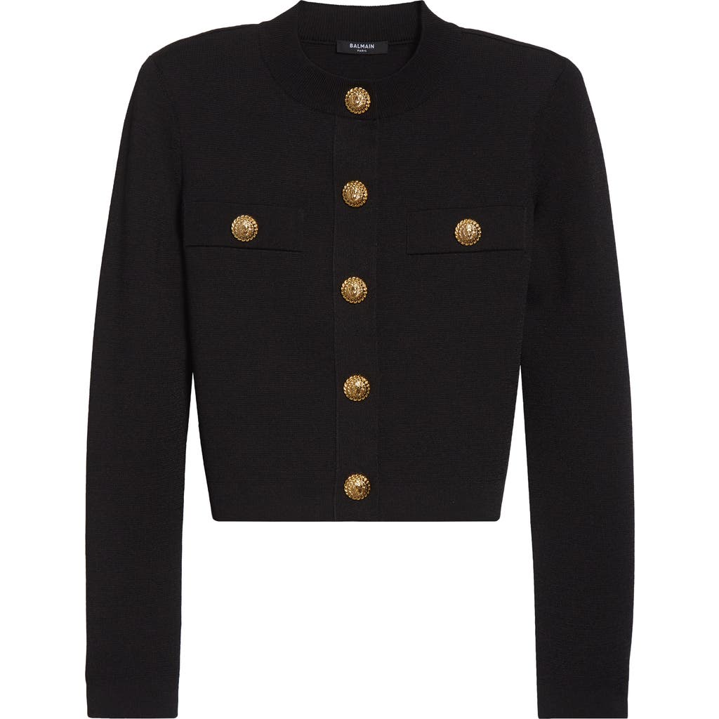 Balmain Button Detail Cardigan In Black