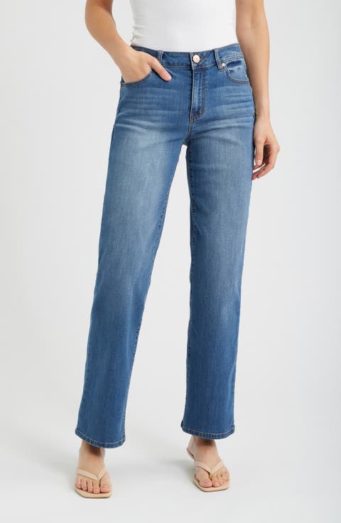 Mid Rise Straight Leg Jeans