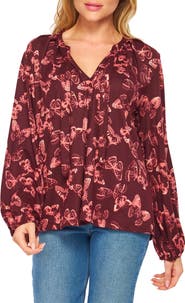 BLUEGREY Poet Tie Front Long Sleeve Top