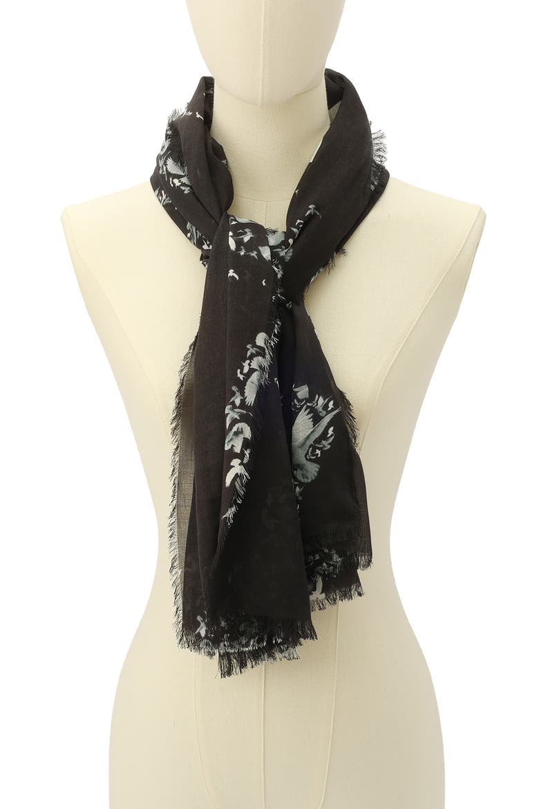 Flight Back Large Square Scarf, Alternate, color, BLACK