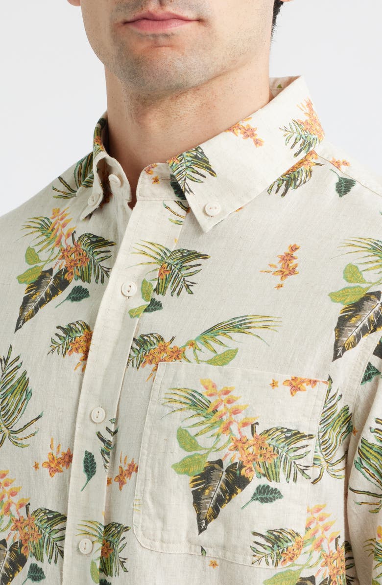 Schott NYC Tropical Linen & Cotton Button-Up Shirt, Alternate, color, Off White