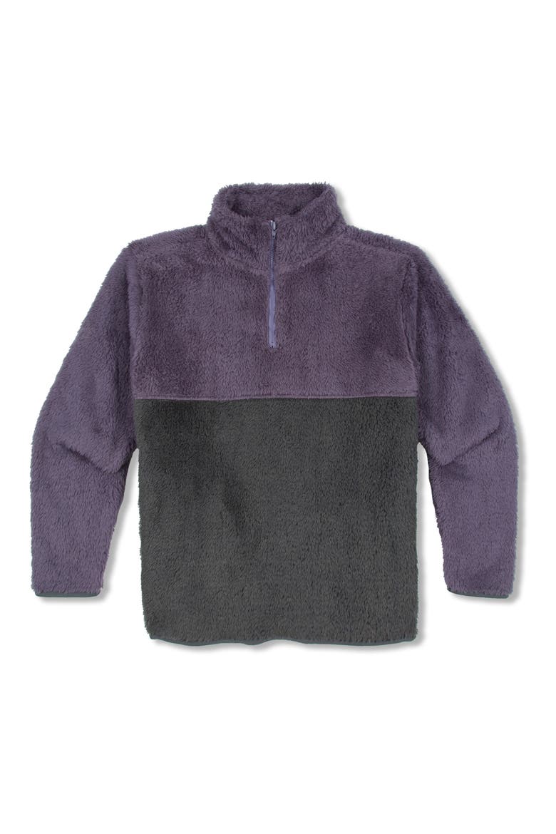 Kids' Pershing Colorblock Faux Fur Quarter Zip Pullover, Main, color, CARBON