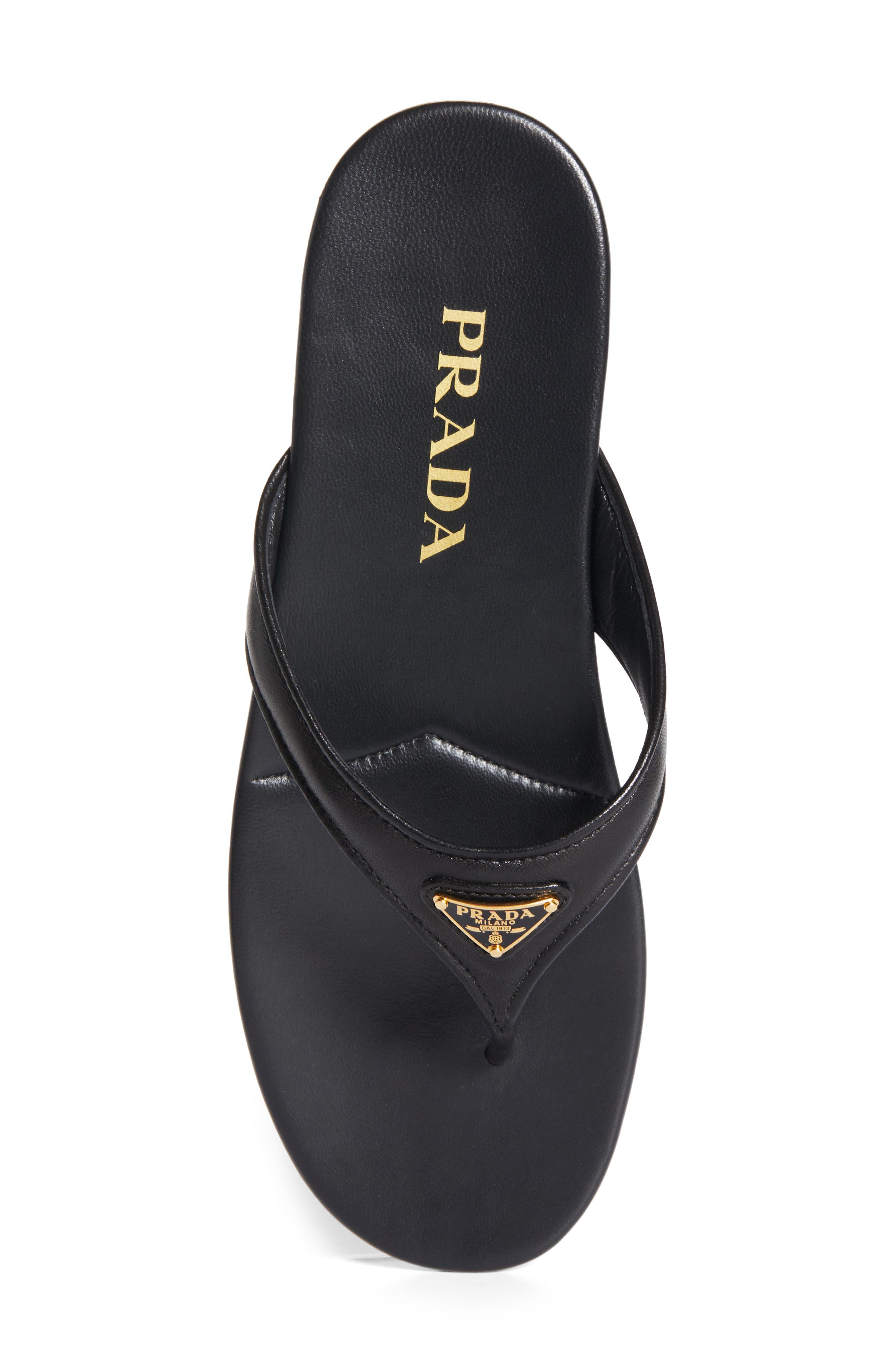 Prada Logo Flip Flop, Alternate, color, Black