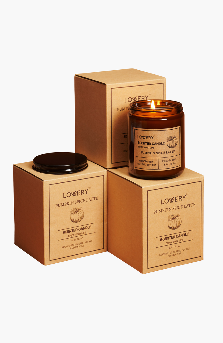 Lovery Pumpkin Spice Latte Candle Gift Set, Alternate, color, Amber