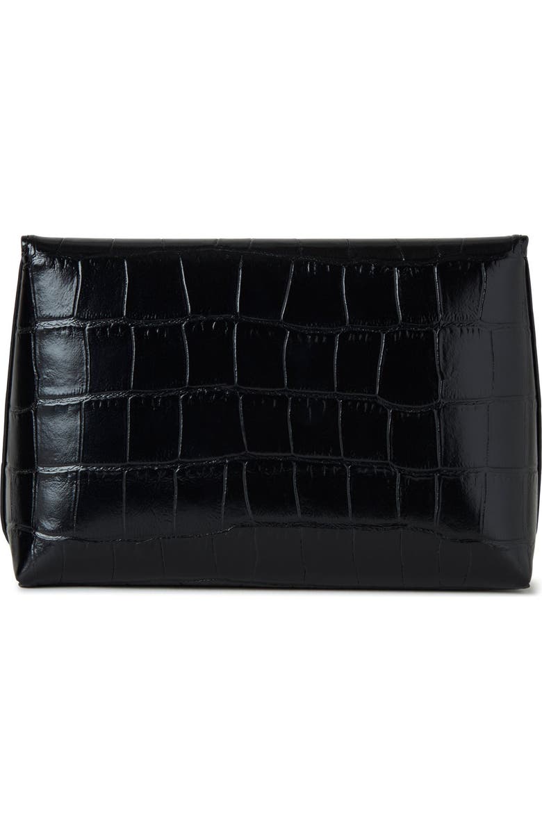 Mulberry Darley Shiny Croc Embossed Leather Cosmetics Pouch, Alternate, color, Black
