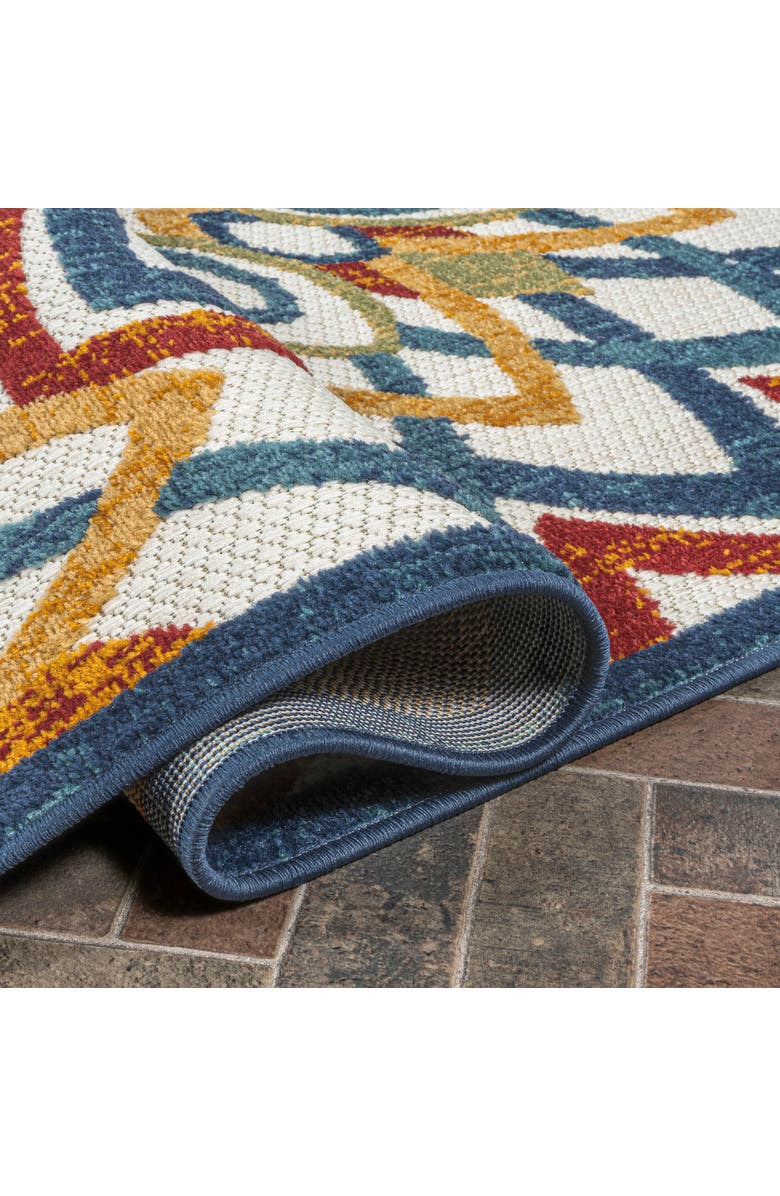 JONATHAN Y Flora Abstract Bold Mandala High-Low Indoor/Outdoor Area Rug, Alternate, color, Red/Blue/Yellow