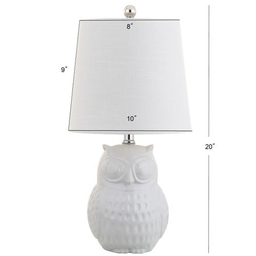 Jonathan Y Hoot Ceramic Mini Led Table Lamp In White