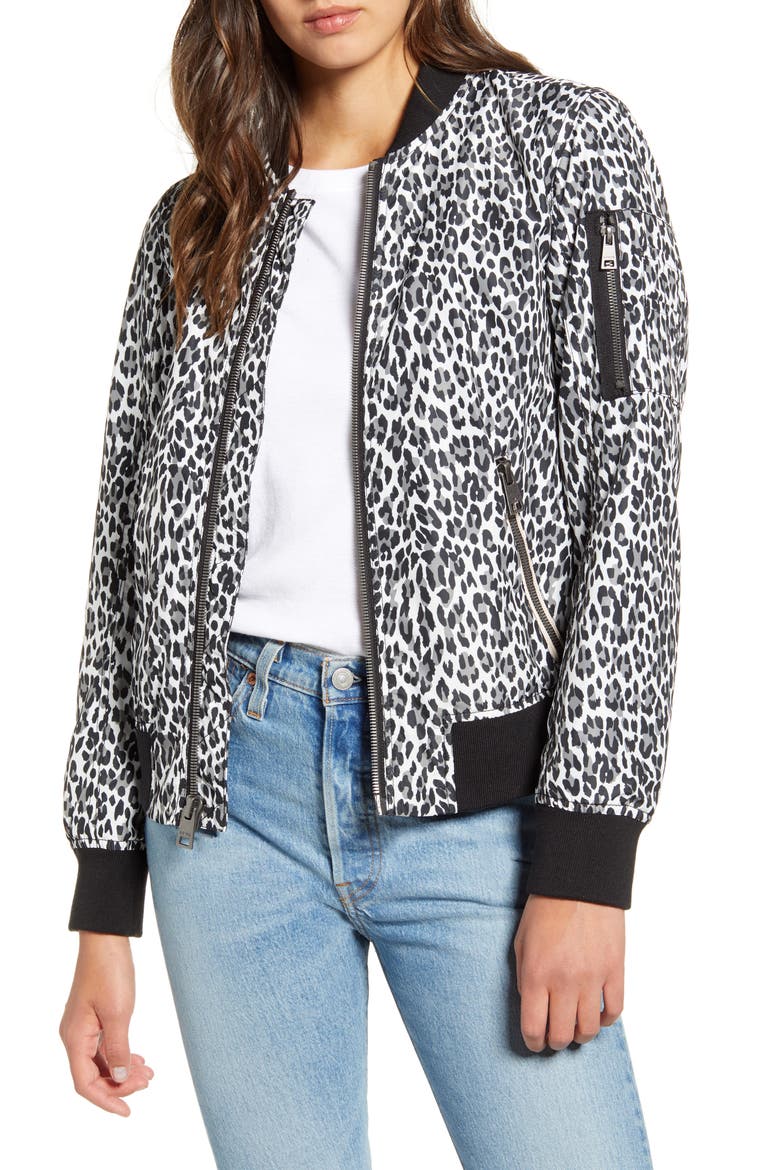 MA-1 Satin Bomber Jacket, Main, color, WHITE LEOPARD