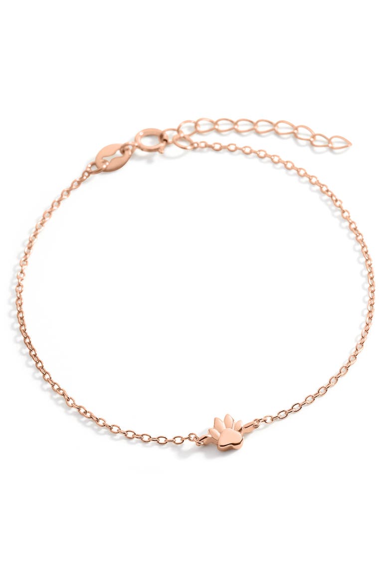 Tiny Pawprint Bracelet, Main, color, Rose Gold over Sterling Silver